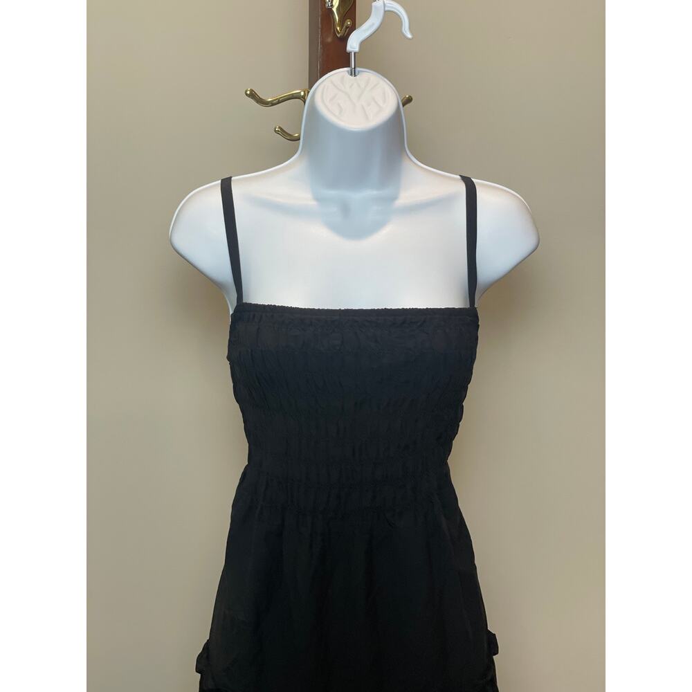 Zenana NWT L Black Maxi Dress Adjustable Straps Stretchy Ruffle Hem Lightweight - Picture 2 of 8